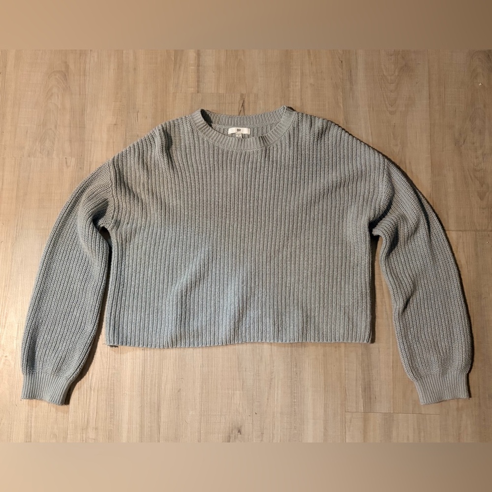 BP Gray Ribbed Crew Neck Sweater cropped